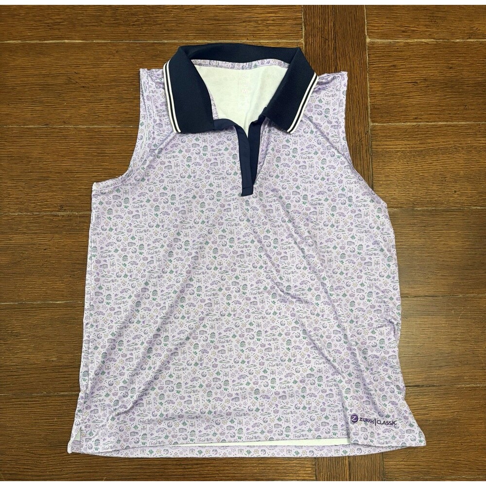 Rhoback The Brooke Sleeveless Purple Polo shirt Womens Size Medium Performance